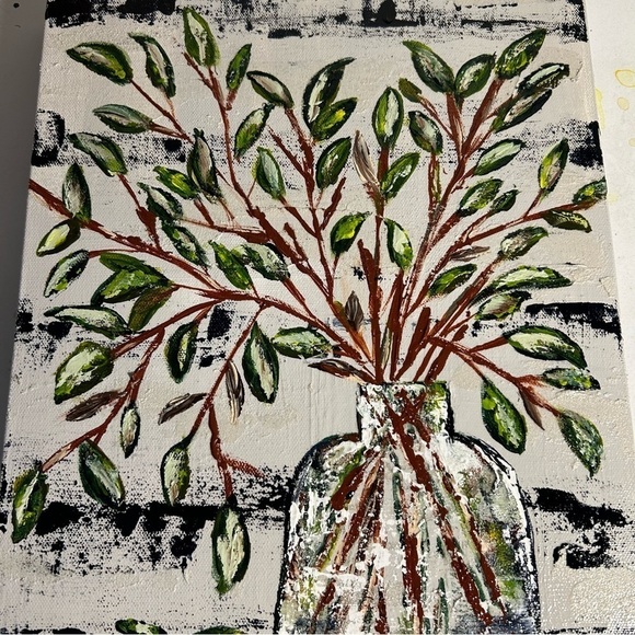 Original Artwork Acrylic’s On Canvas Small Leaf Stems 12" x 16" - Picture 12 of 16